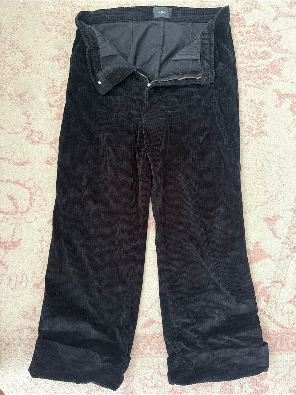 7 For All Mankind Black Wide Leg Corduroy Jeans